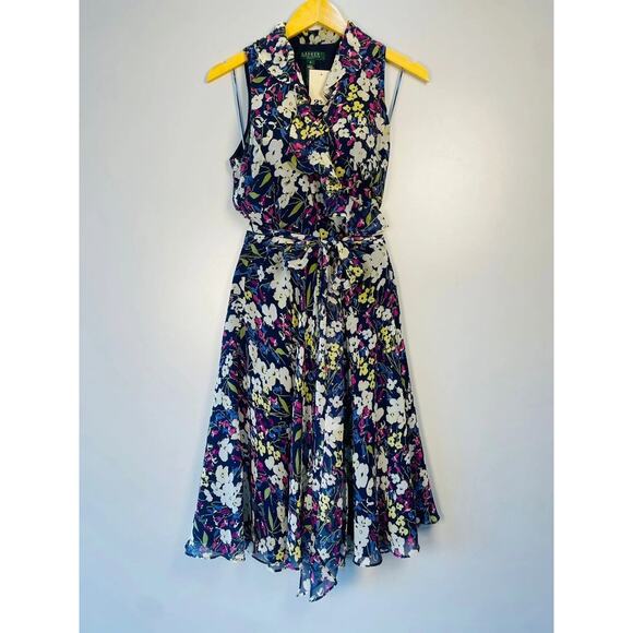 Lauren Ralph Lauren Dresses & Skirts - LAUREN RALPH LAUREN $129 Floral Ruffle Lined Sleeveless True Wrap Dress Size 6